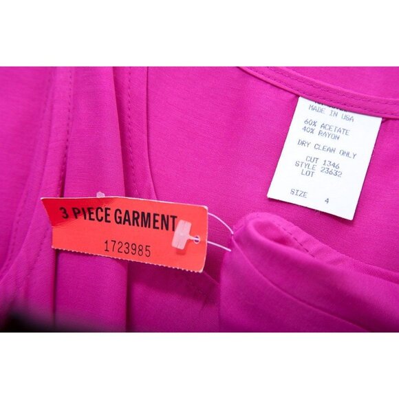 Vtg 1980s Women's Wild Rose 3 Piece Suit Set Hot Neon Pink Size 4 Petites NWT - Picture 6 of 7